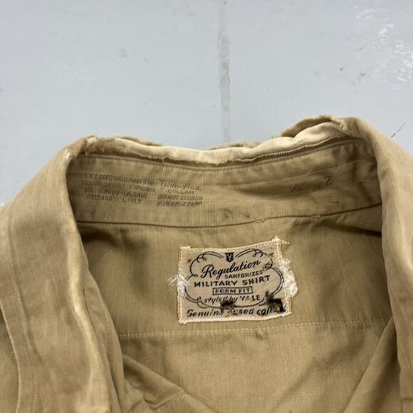 Vintage 50s Regulation Sanforized Military Tan Shirt - Picture 4 of 4